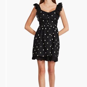 Betsey Johnson Black and White Sleeveless V-neck Mini Dress